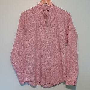 Mandarin collar Burgundy-pink Bowling Resort type-shirt M